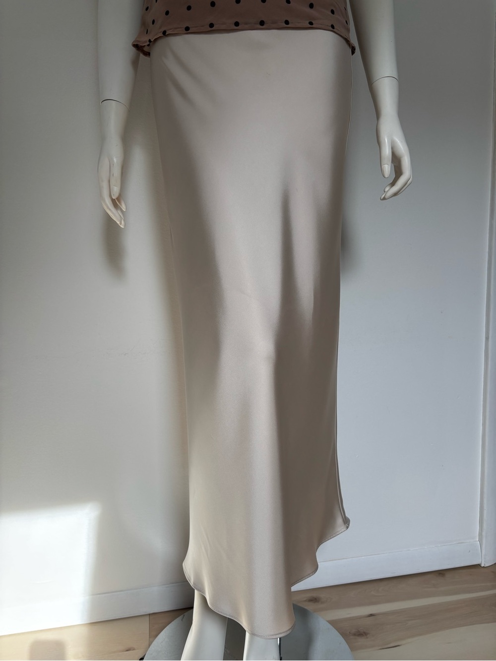 Zara Cream Satin Bias-Cut Maxi Skirt